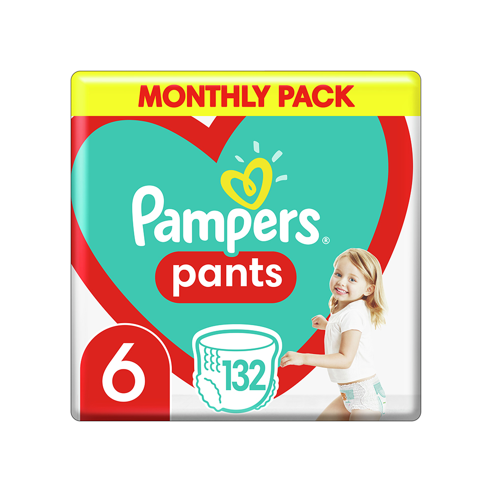PAMPERS - MONTHLY PACK Pants Extra Large No6 (15+kg) - 132 πάνες